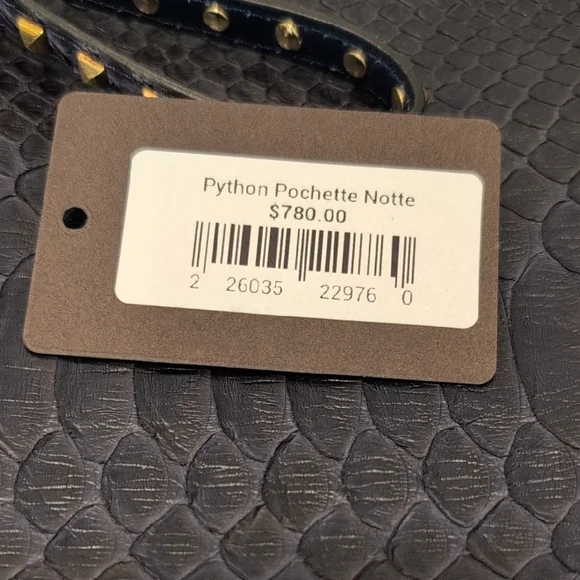 Silvano Biagini Python Bag & Matching Clutch Navy Blue